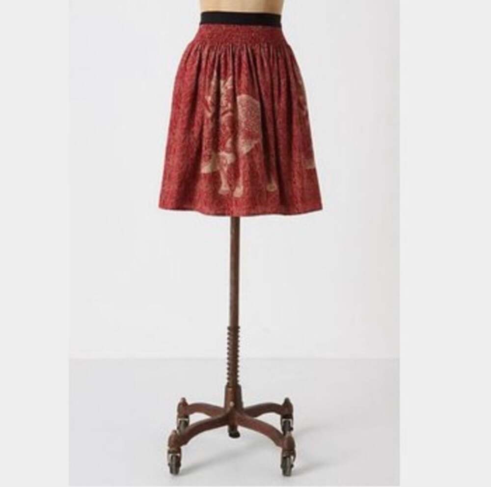 Anthropologie Corey Lynn Calter Silk Fox Print A-Line Skirt Flawed